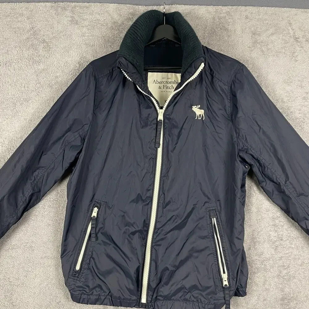 Abercrombie & Fitch Jacket Women XL Navy Windbreaker Outdoor Retro Moose - Picture 1 of 16